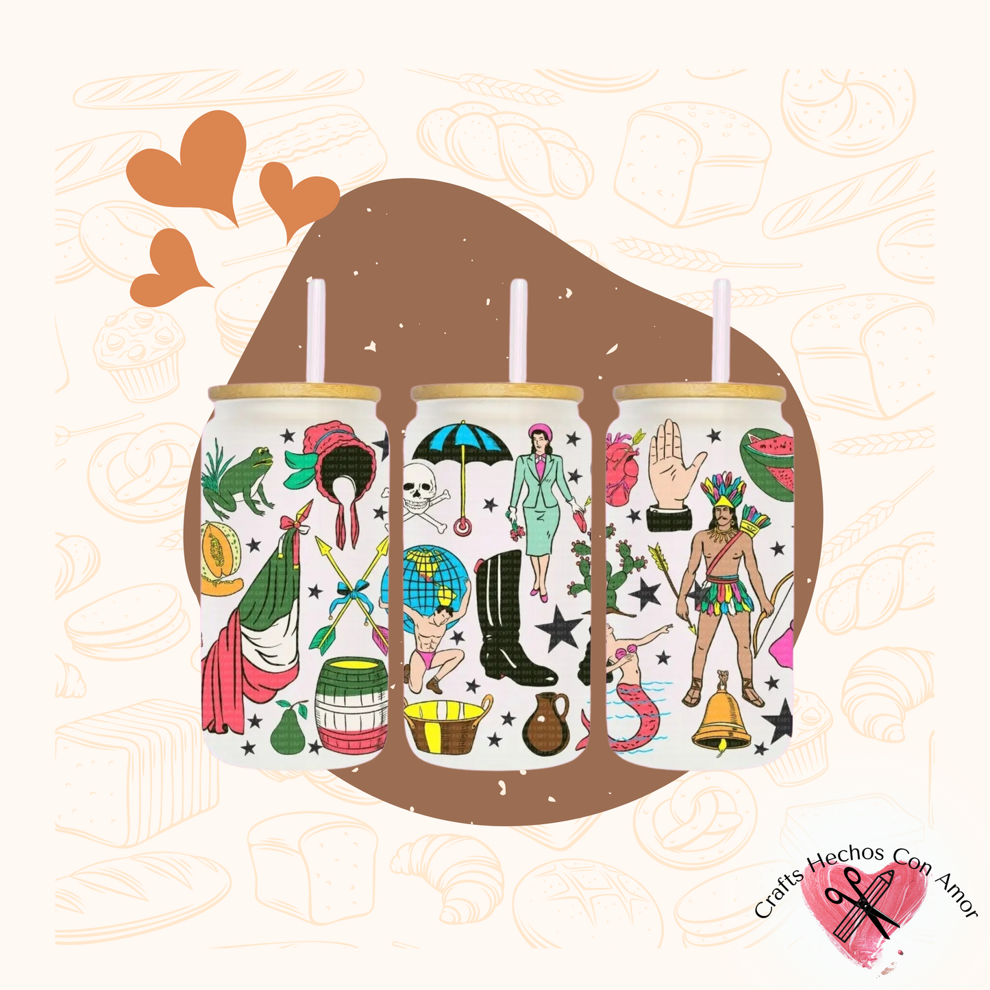 Loteria Characters Glass Tumbler