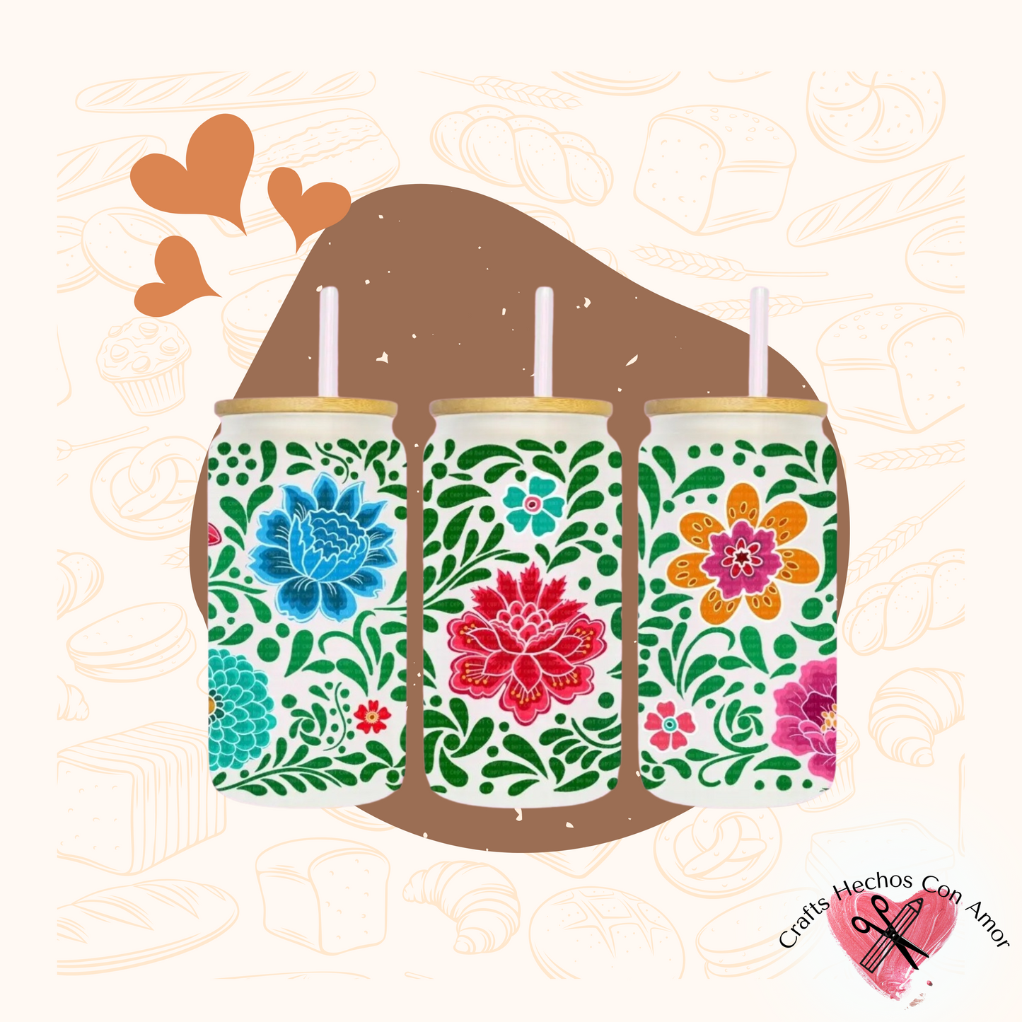 Flores Talavera Glass Tumbler