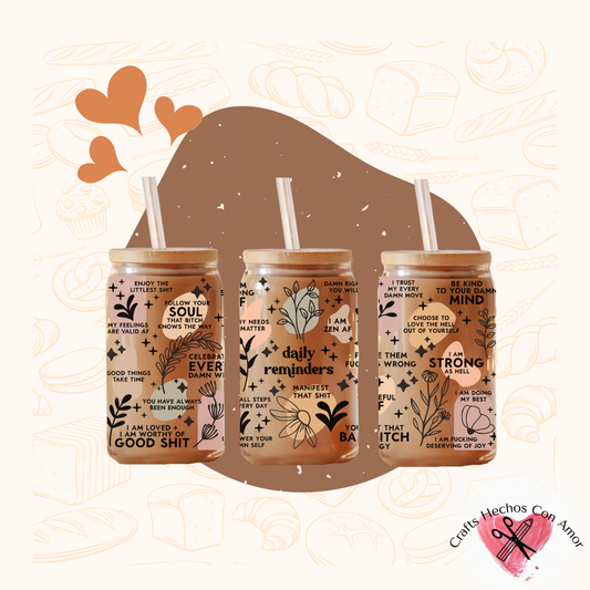 Daily Reminders BOLD Glass Tumbler