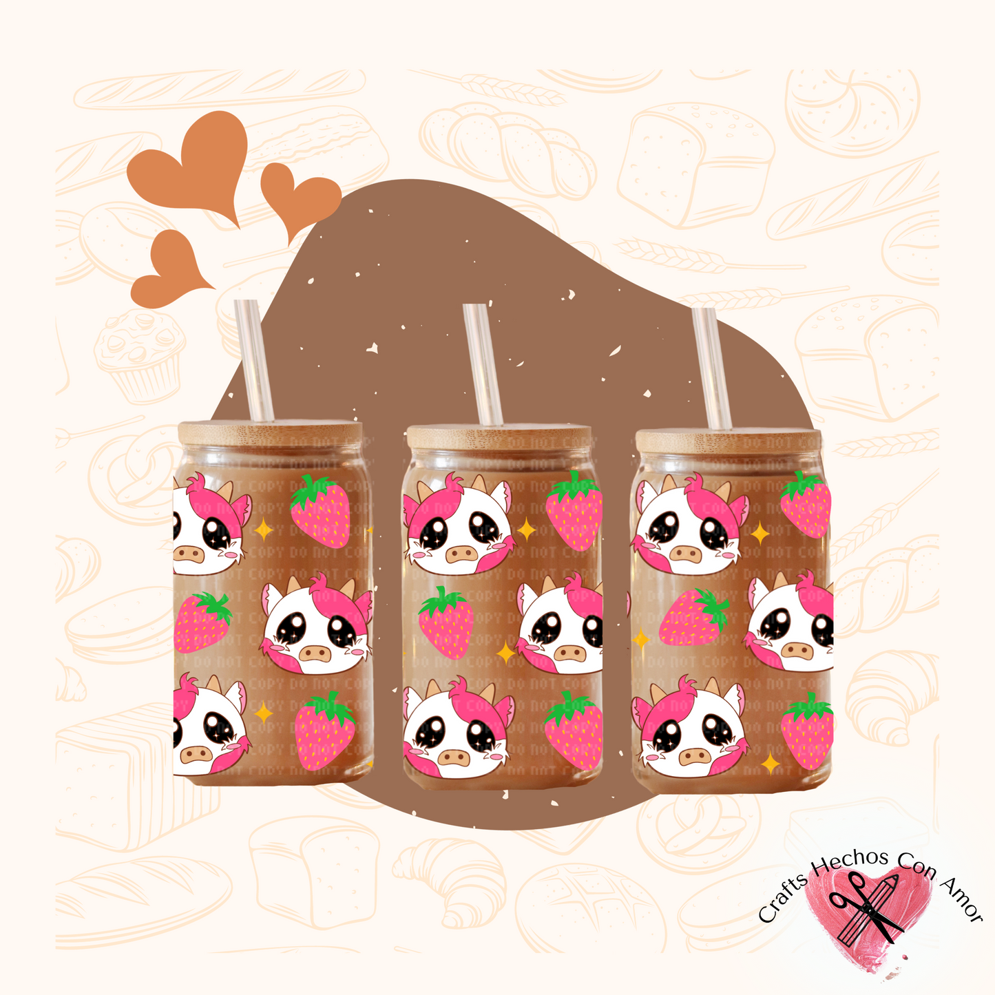 Kawaii Cow Glass Tumbler