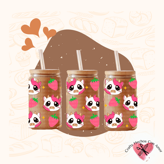 Kawaii Cow Glass Tumbler
