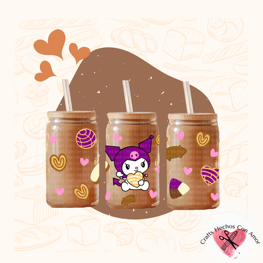 Kuromi Pan Glass Tumbler